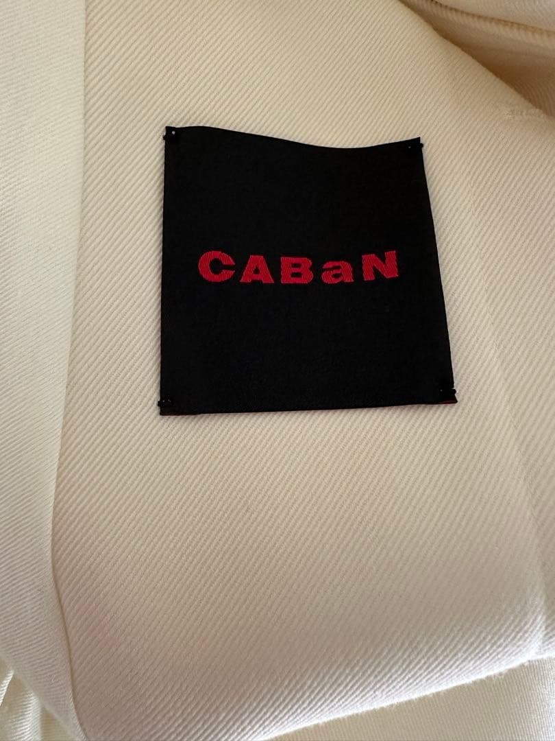 値下げ！CABaN ウールギャバジン スタンドカラーコート　ホワイトXS