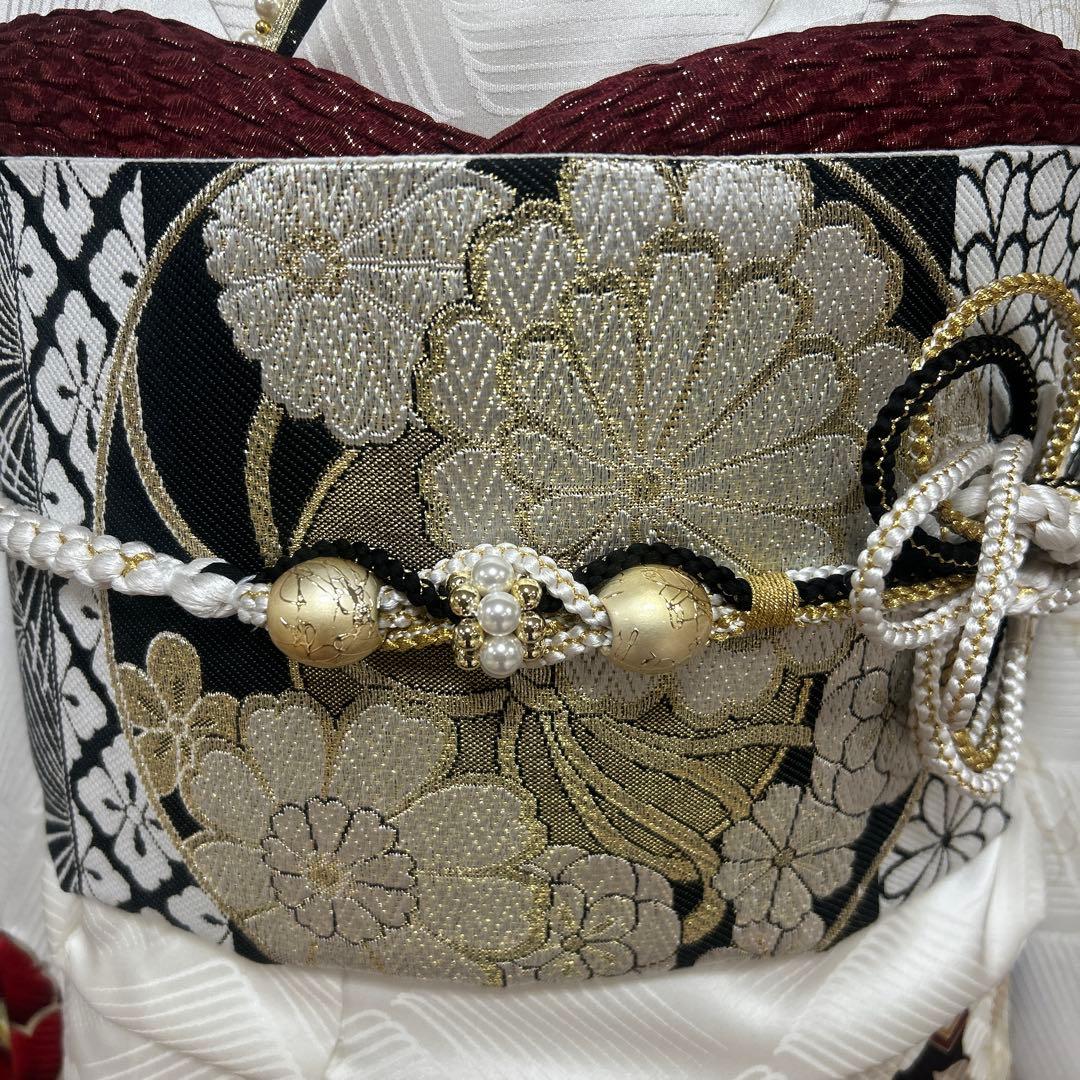 白地　上品な牡丹と菊の古典振袖フルセット