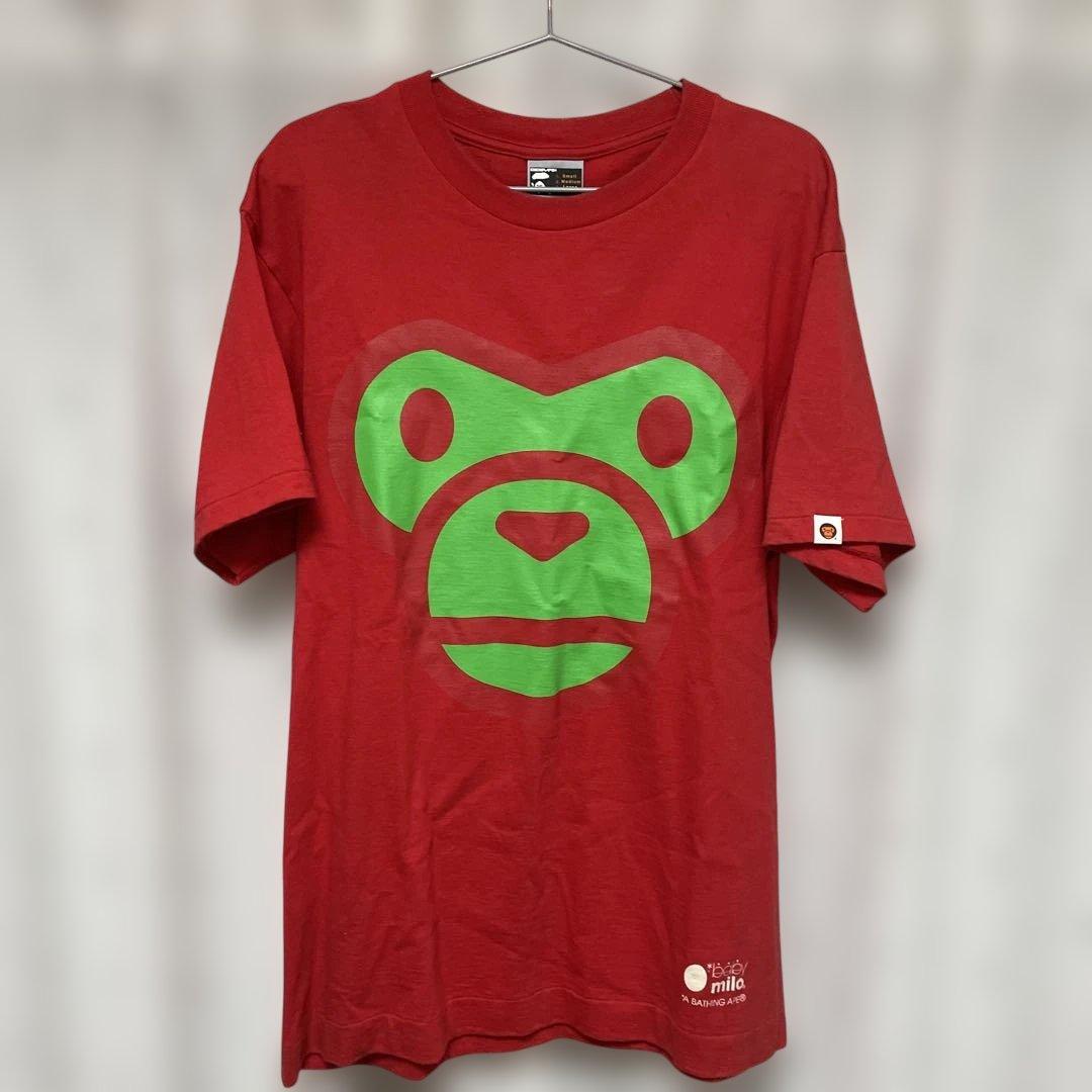 BAPE 猿顔プリント Tシャツ レッド　ベビーマイロ