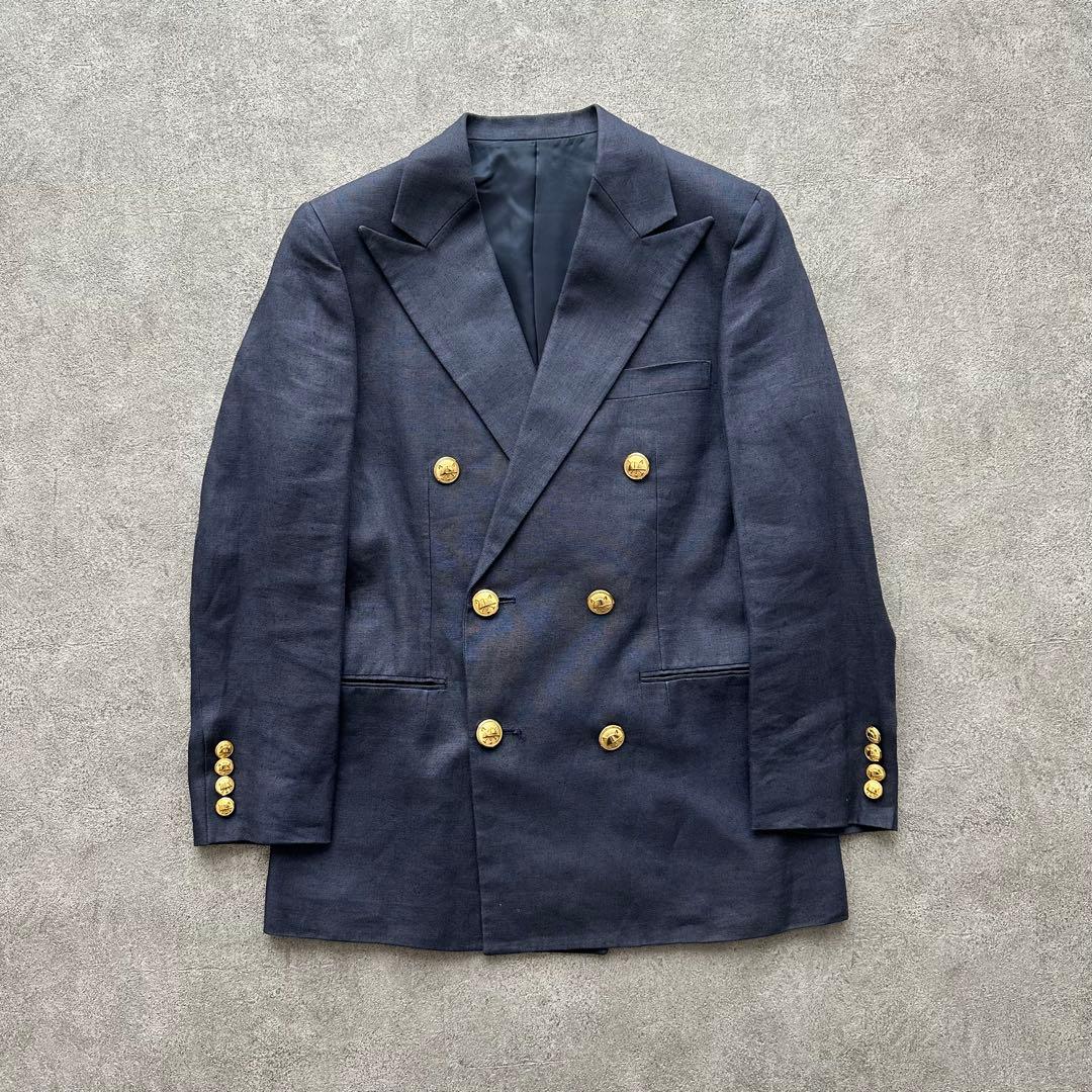 【希少】80s Ralph Lauren 紺ブレ 金ボタン リンネ100%