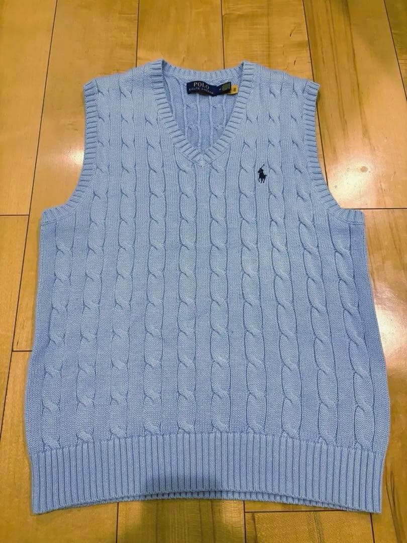 Mサイズ　Polo Ralph Lauren ケーブルニットベスト　ライトブルー