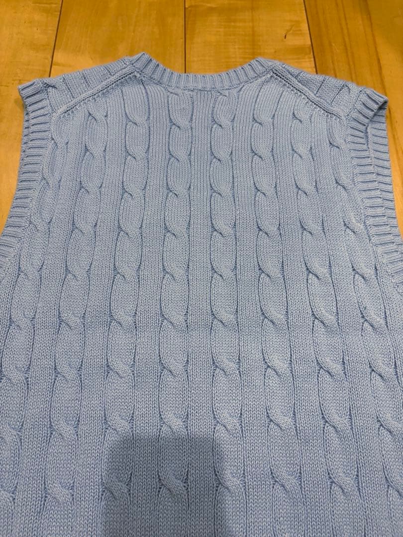 Mサイズ　Polo Ralph Lauren ケーブルニットベスト　ライトブルー