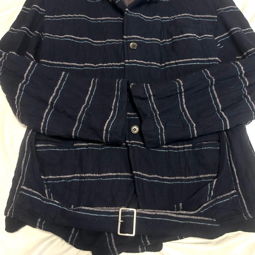 COMME des GARCONS 縮絨ジャケット ボーダー ベルト　04AW