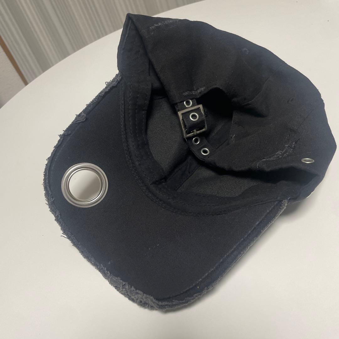 GRANCY アイレットデザイン ダメージキャップ ブラック