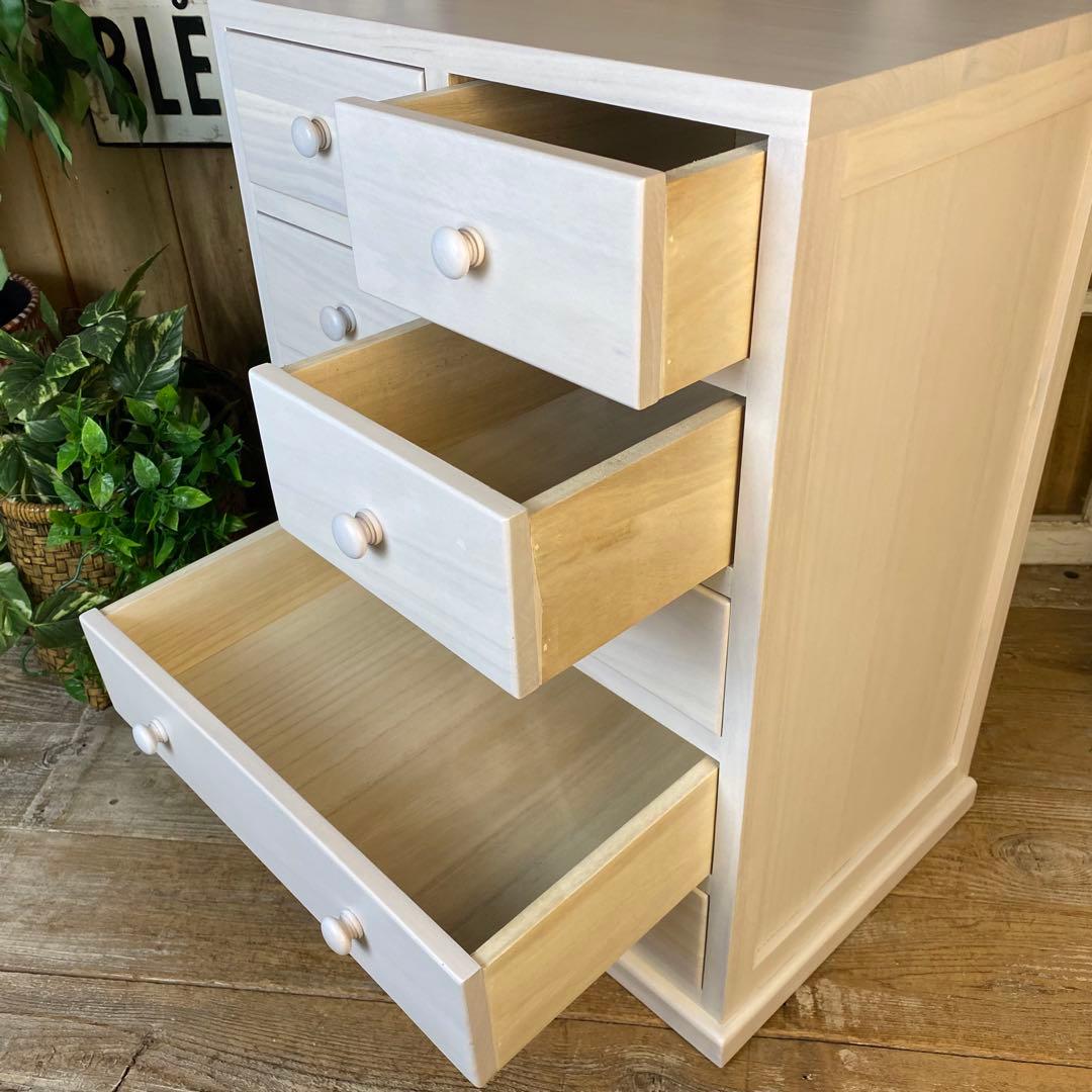 訳あり品！【133】木製多引き出し桐チェストタンスDホワイト48㎝×65㎝収納