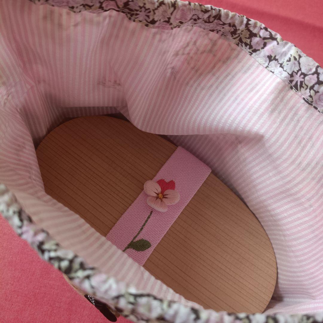 黒 チャイブ❀立体アップリケ付き巾着袋❀ハンドメイド