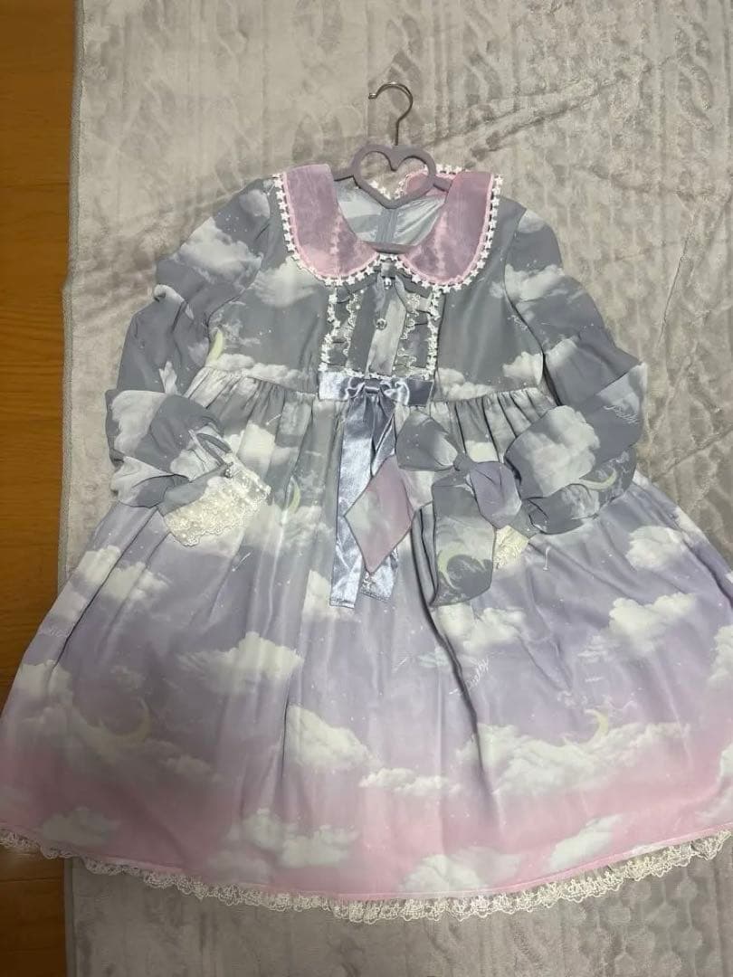 【限定色】mist skyワンピース、クリップセット【アンプリ】