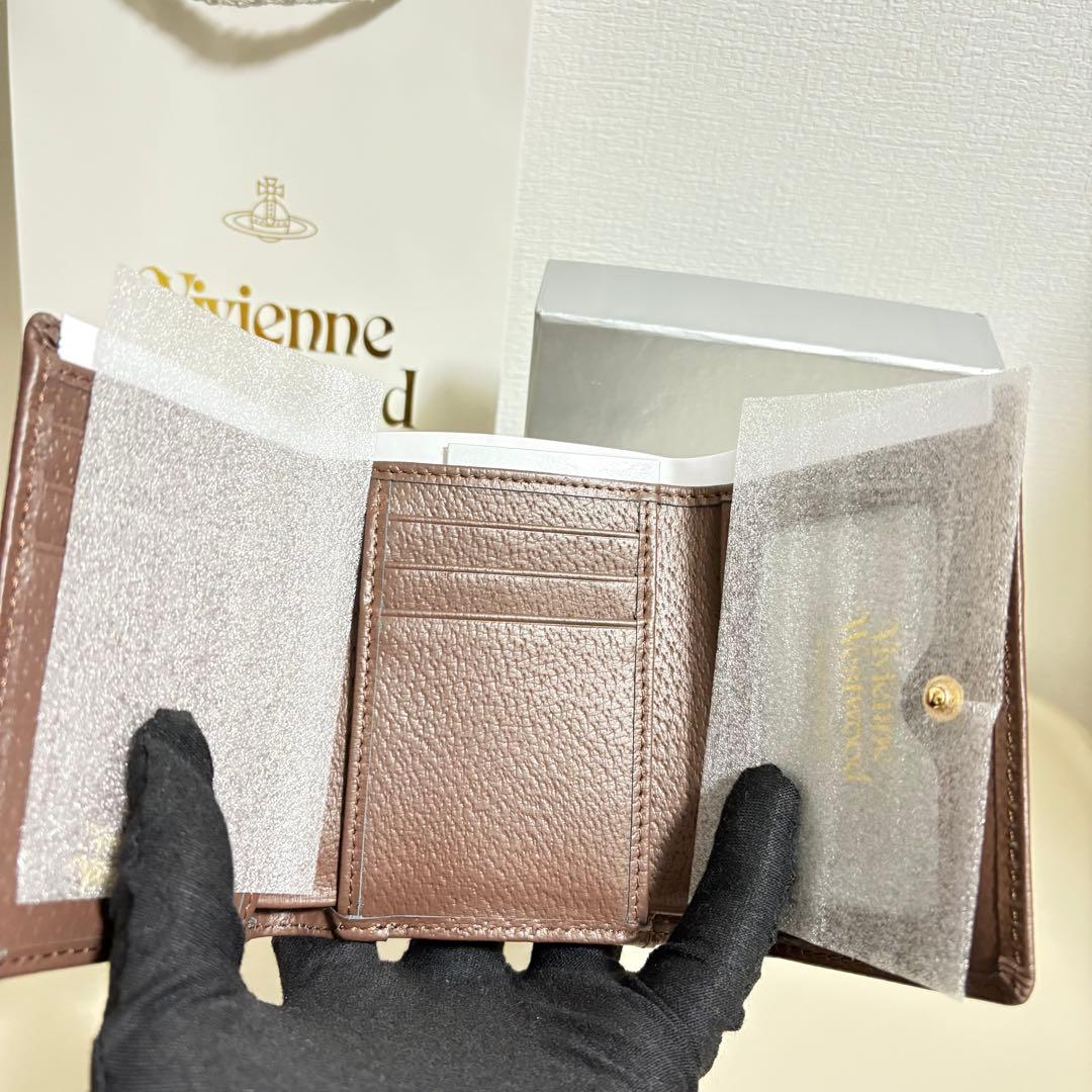 【新品未使用】Vivienne Westwoodブラウン三つ折り財布ショッパー無