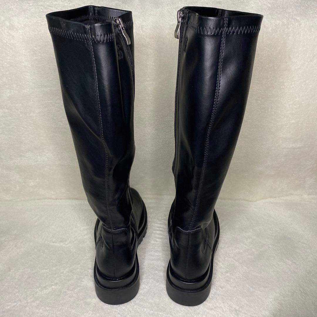 わ*き様 Tnewties ブラックロングブーツ サイドファスナー　美品　24c