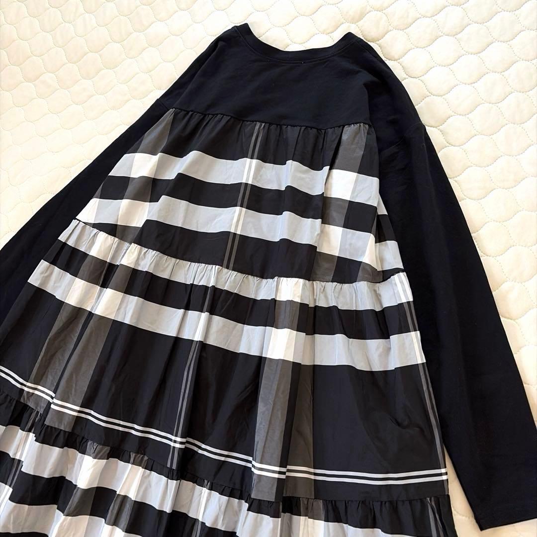 【極美品】BEARDSLEY✴︎タフタビッグチェックワンピース　ブラック