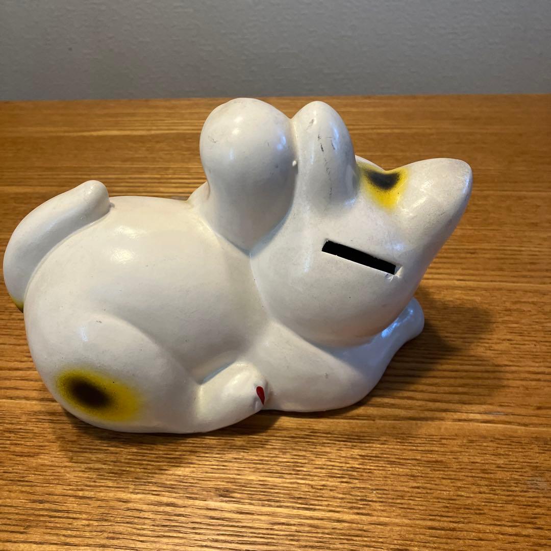 珍品　アンティーク　昭和レトロ　横向き招き猫　貯金箱
