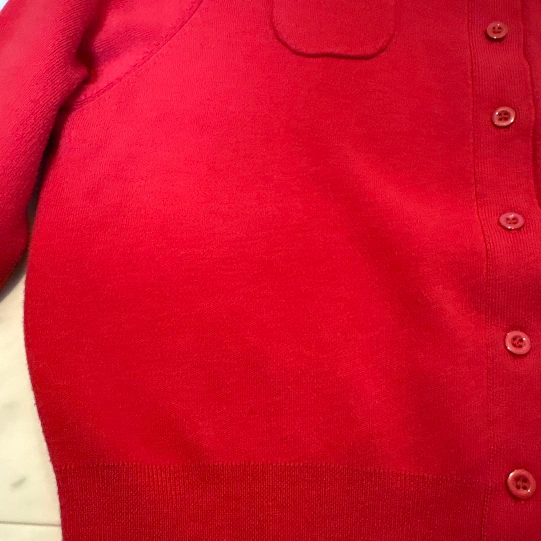 《CABAN》コットンカシミヤクルーネックカーディガン XS レッド(35)
