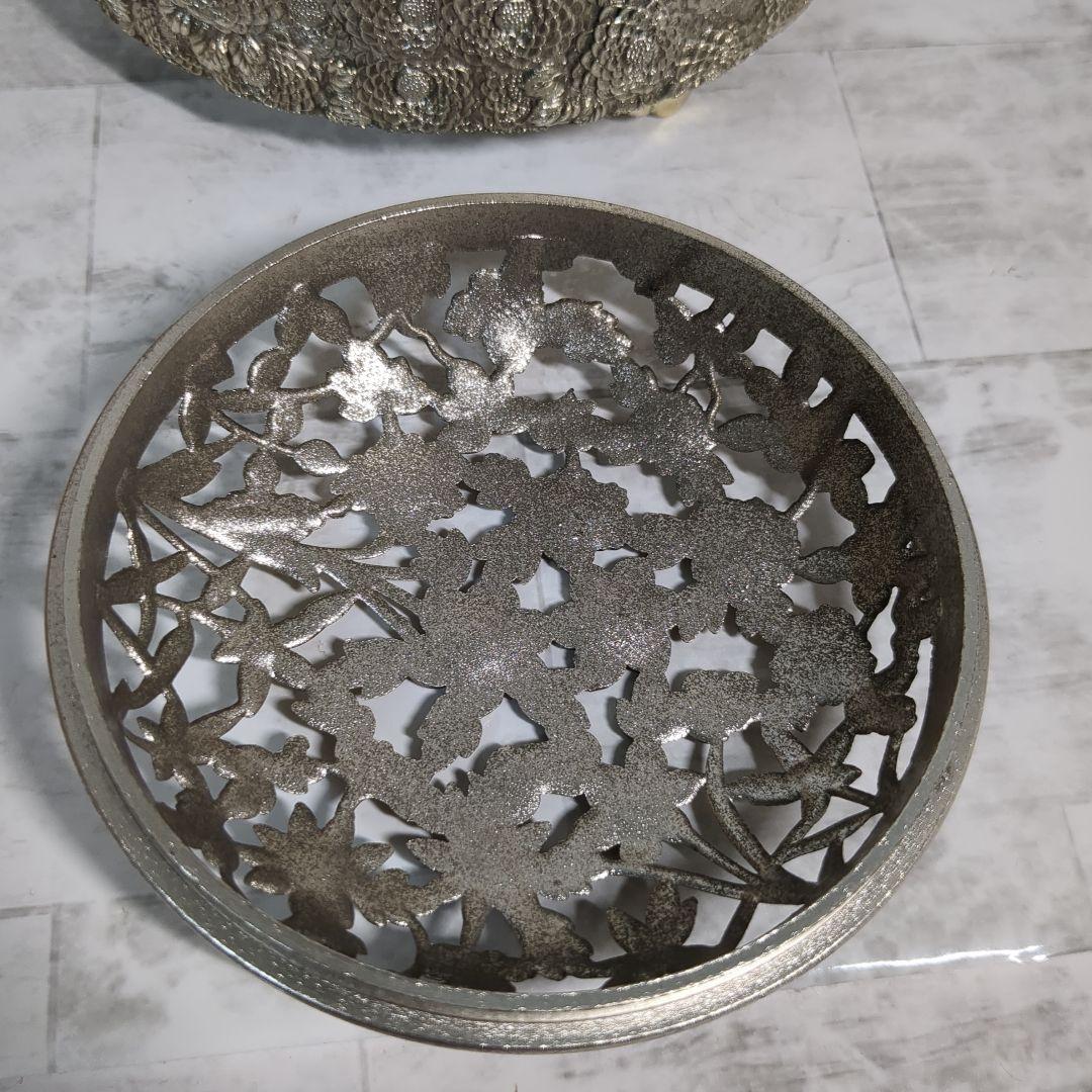 香炉 菊華 名匠 銅香炉 花彫刻 佐野 宏采作