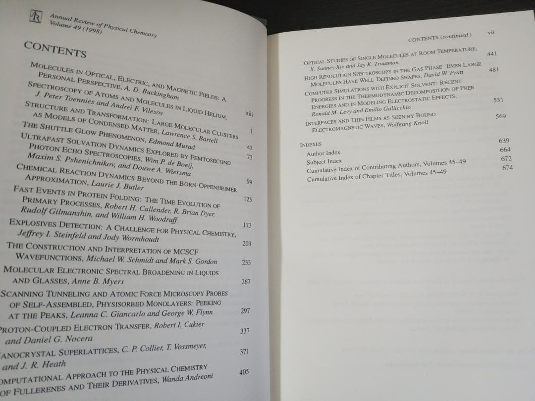 ANNU REV PHYS CHEM v49 1998 物理化学年次学術雑誌
