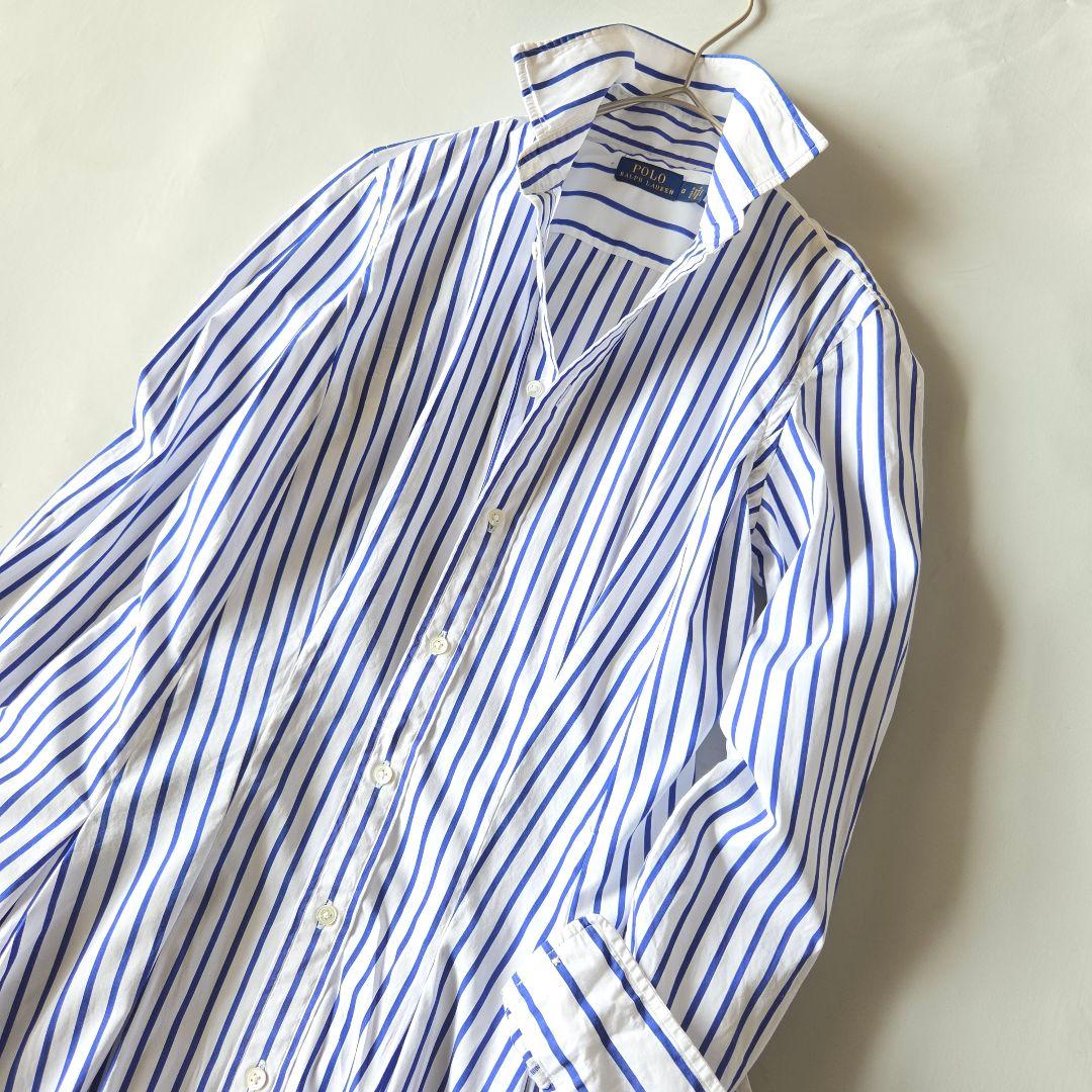 【美品】ポロラルフローレン ストライプ シャツワンピース Aライン 希少サイズ0
