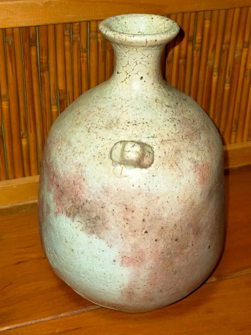 ♥古賀無量　信州岩井堂焼　粉吹扁壺花入　共箱付き　花瓶　花器　骨董　古玩