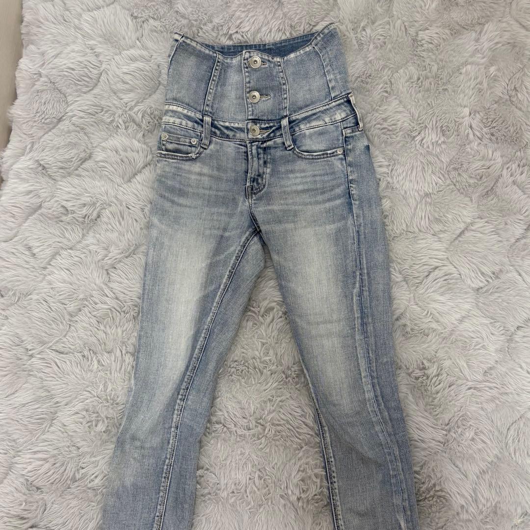 GYDA ハイウエストボタンスキニーパンツ S