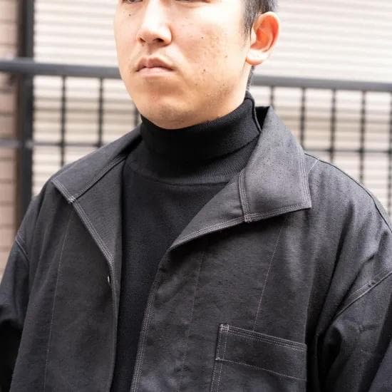 MITTAN　JK-79　綾織絹麻シャツジャケット　黒　３