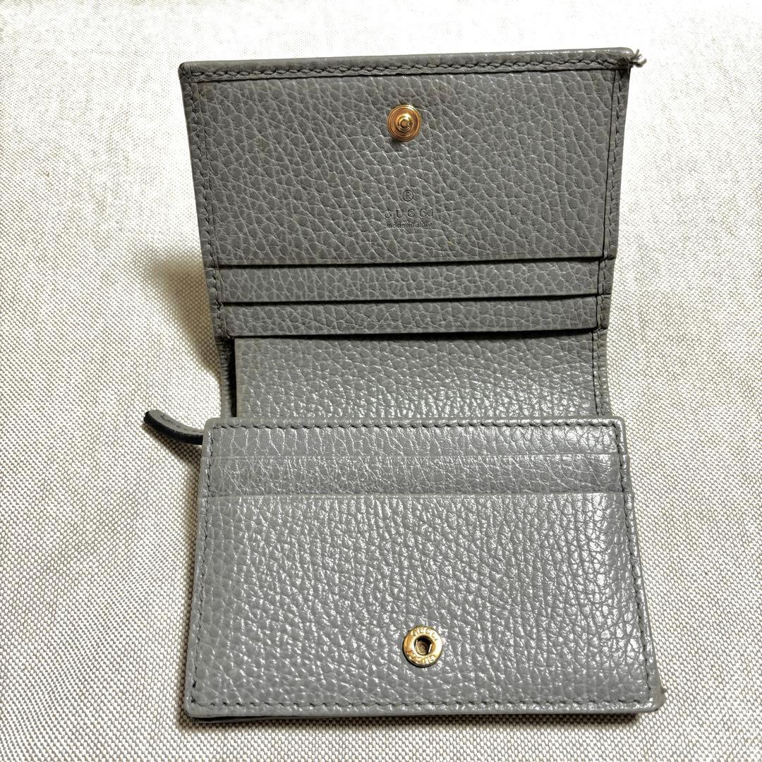 GUCCI 二つ折り財布 グレー レザー