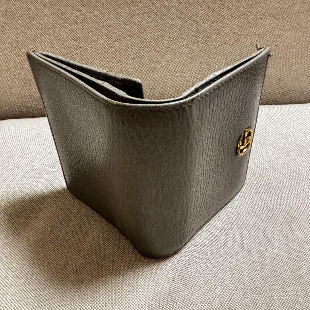 GUCCI 二つ折り財布 グレー レザー