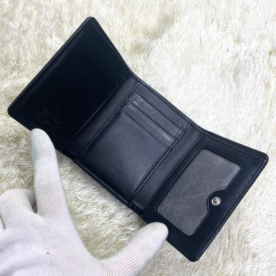 美品 ヴィヴィアンウエストウッド 三つ折り財布 ディアマンテ がま口 ブラック