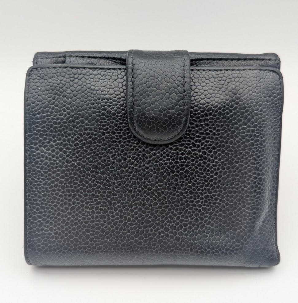 CHANEL キャビアスキン 三つ折り財布 デカココ 黒