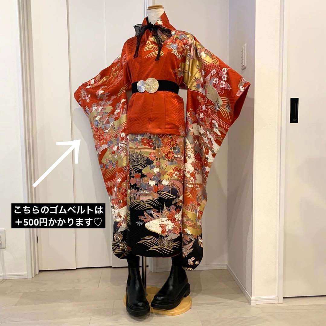 大正ロマン　和洋折衷　黒留袖ドレス　着物リメイク　着物ワンピース　留袖ワンピース
