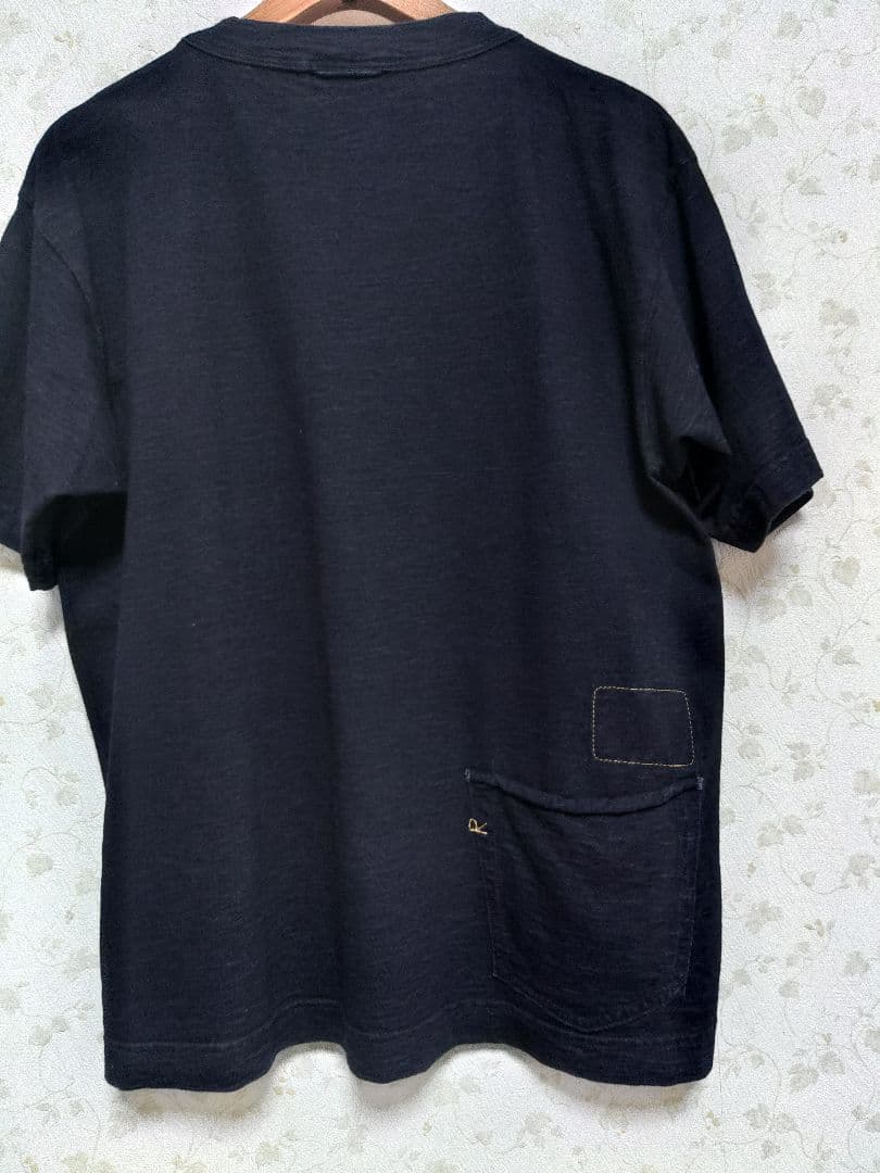 45R度詰天竺の908オーシャンクルーネックTシャツ 影色納戸サイズ１ポケット
