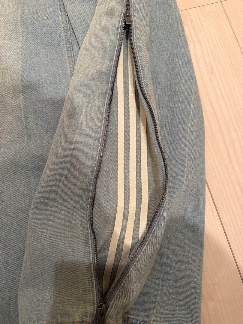 adidas デニムパンツ JX9210 24インチ　ライトブルー　ジップパンツ