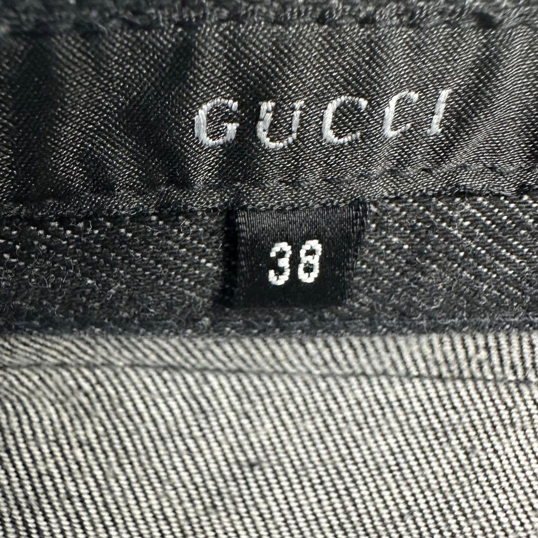 正規品 グッチ GUCCI ブラック 黒シェリーライン デニムジーンズ 38 M