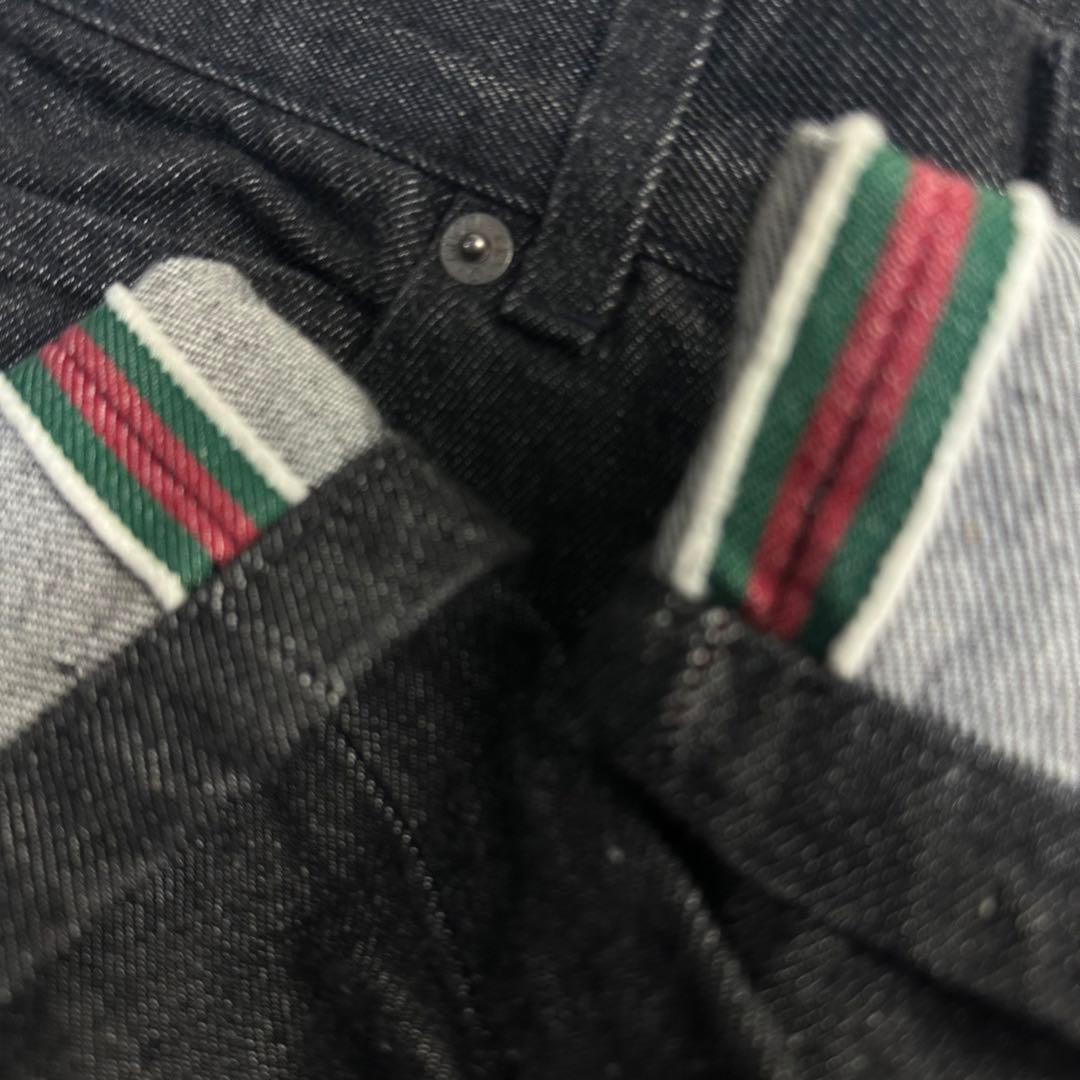 正規品 グッチ GUCCI ブラック 黒シェリーライン デニムジーンズ 38 M