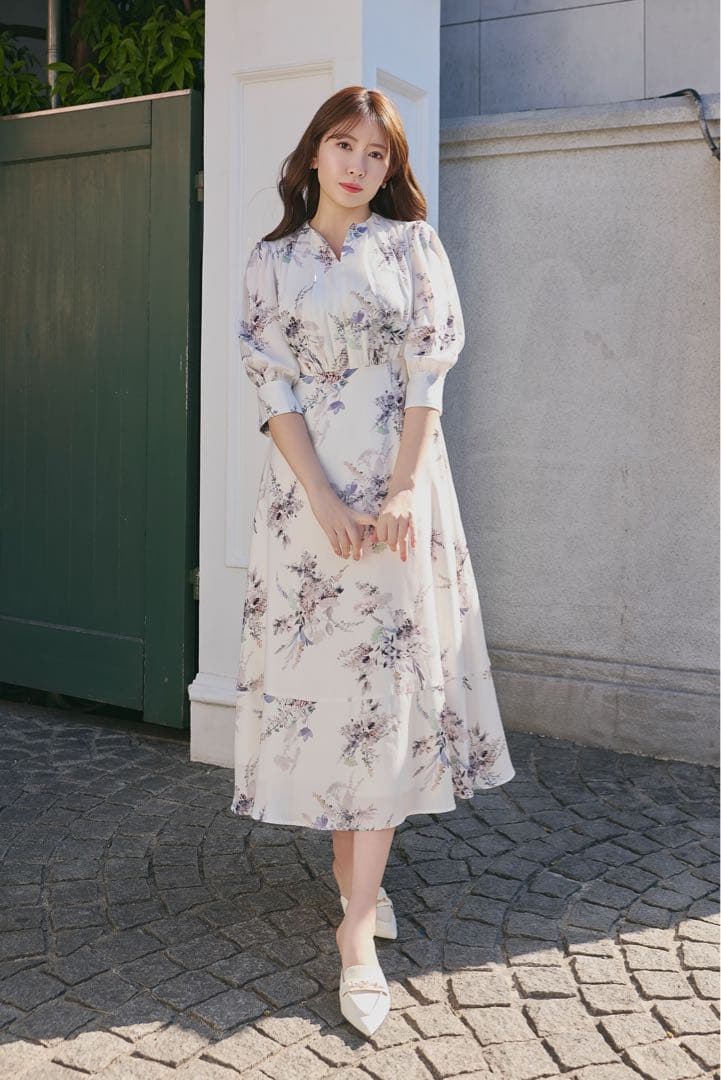 ワンピース French Bouquet Puff Sleeve Dress