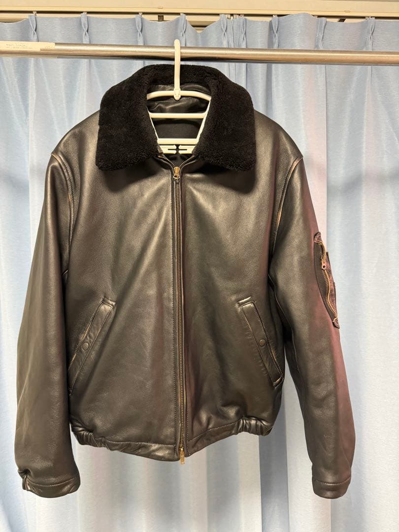 French Pilot Leather Jacket レザー ジャケット M