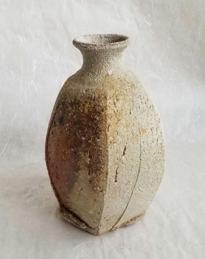 信楽自然釉面取花入 (未使用 新品同様)