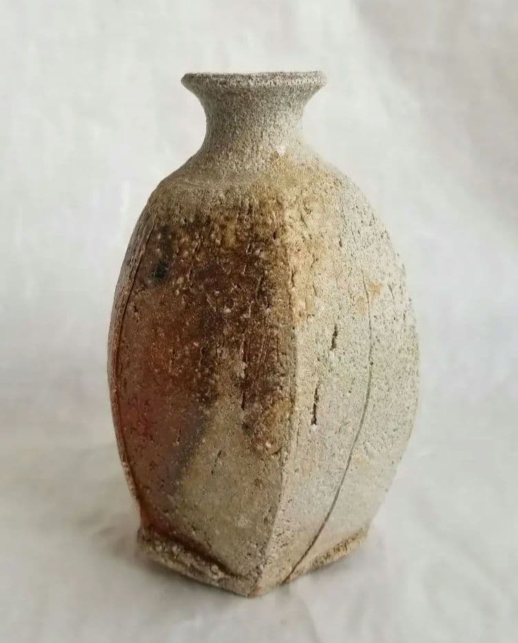 信楽自然釉面取花入 (未使用 新品同様)
