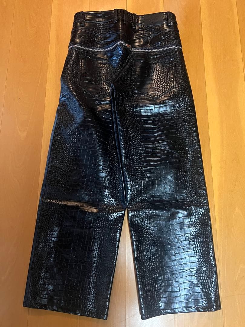 パンツ GOAR BLACK CROCO ZIPPER PANTS