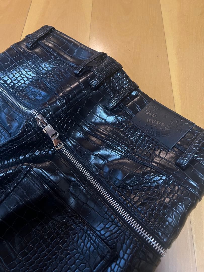 パンツ GOAR BLACK CROCO ZIPPER PANTS