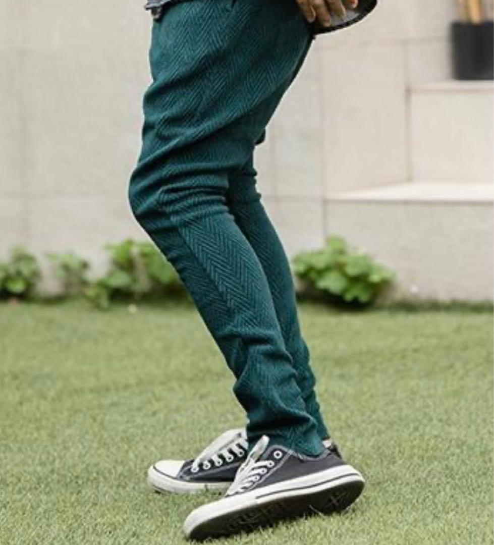 新品未使用　CAMBIO カンビオ【L】ヘリンボーン柄　サルエルパンツ グリーン