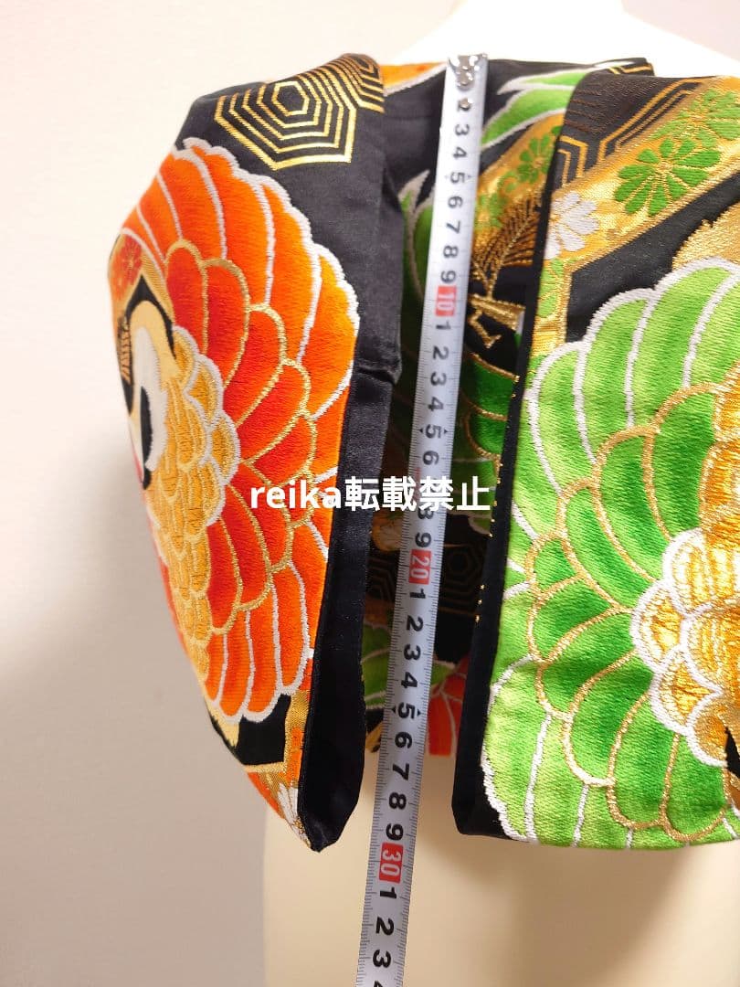 正絹　二部式　作り帯　ハーフ成人式　十三詣り　振袖　成人式　 一点物　鶴柄