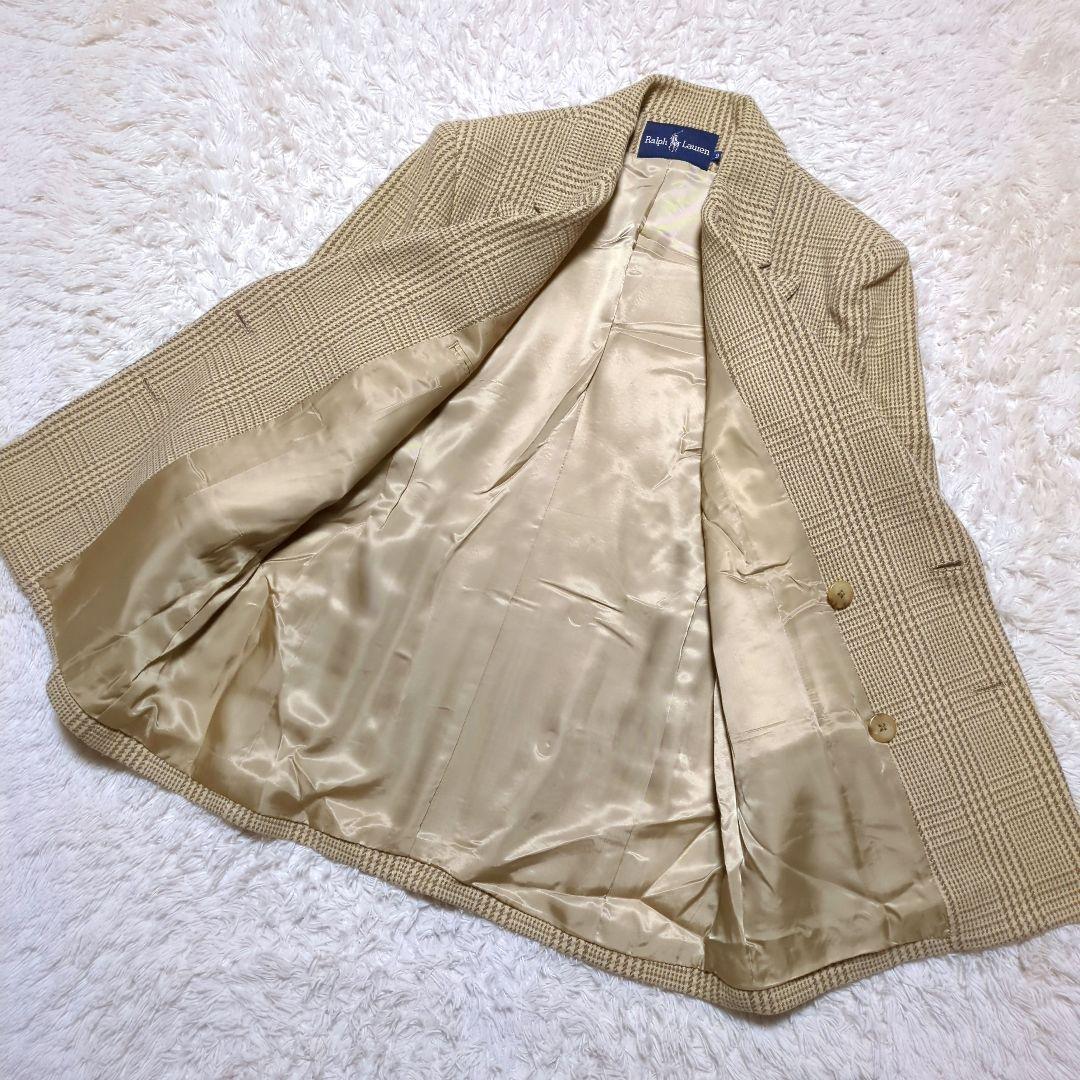 極美品！ラルフローレン ツイードダブルブレストジャケット90s ベージュチェック