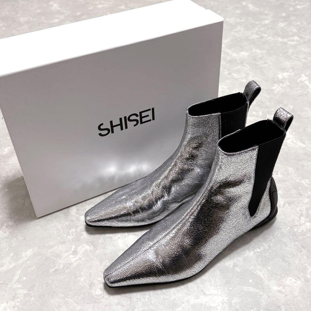 美品　SHISEI　シーセイ　ADORE取扱　レザー　サイドゴアブーツ　シルバー