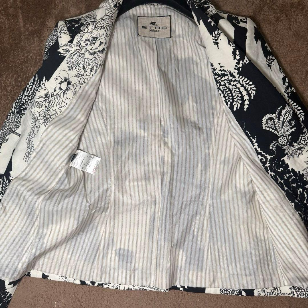 ETRO Milano 総柄テーラードジャケット リネン混40 ボタニカル