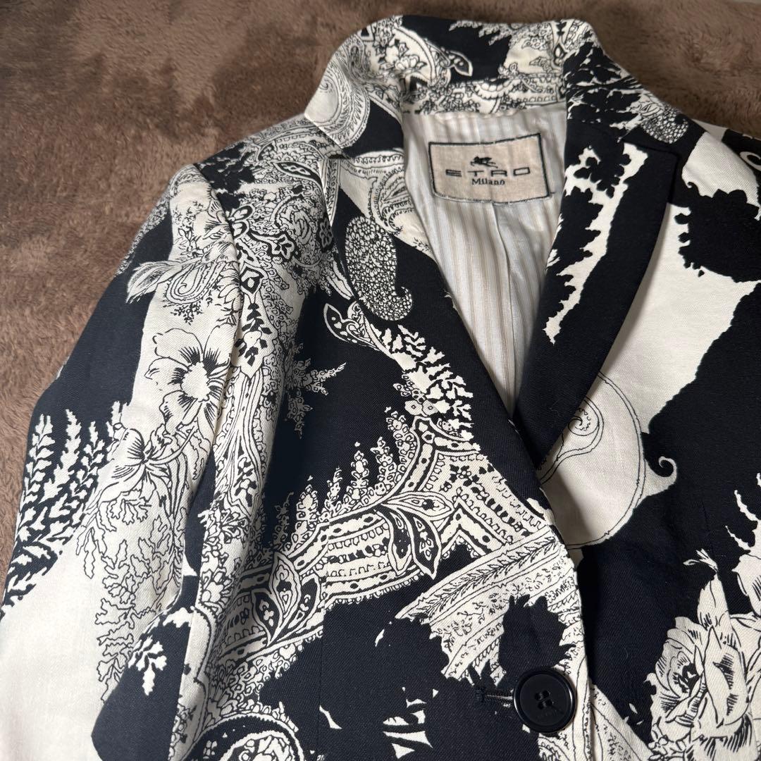 ETRO Milano 総柄テーラードジャケット リネン混40 ボタニカル