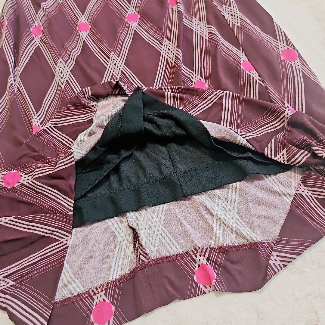 美品✨ETRO　エトロ　総柄ストレッチワンピース　パープル系　44サイズ