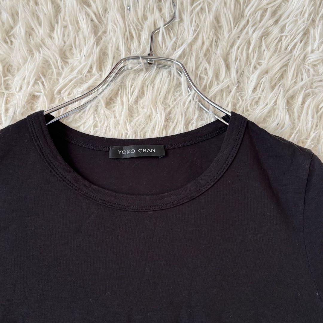 ヨーコチャン ペプラムフリル付きハーフスリーブTシャツ 40 L ブラック