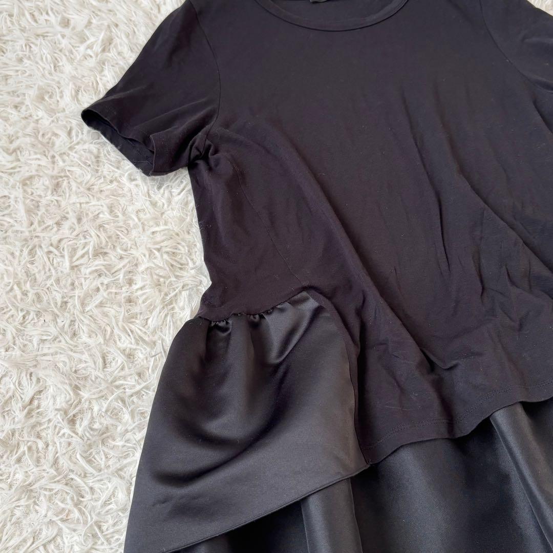 ヨーコチャン ペプラムフリル付きハーフスリーブTシャツ 40 L ブラック