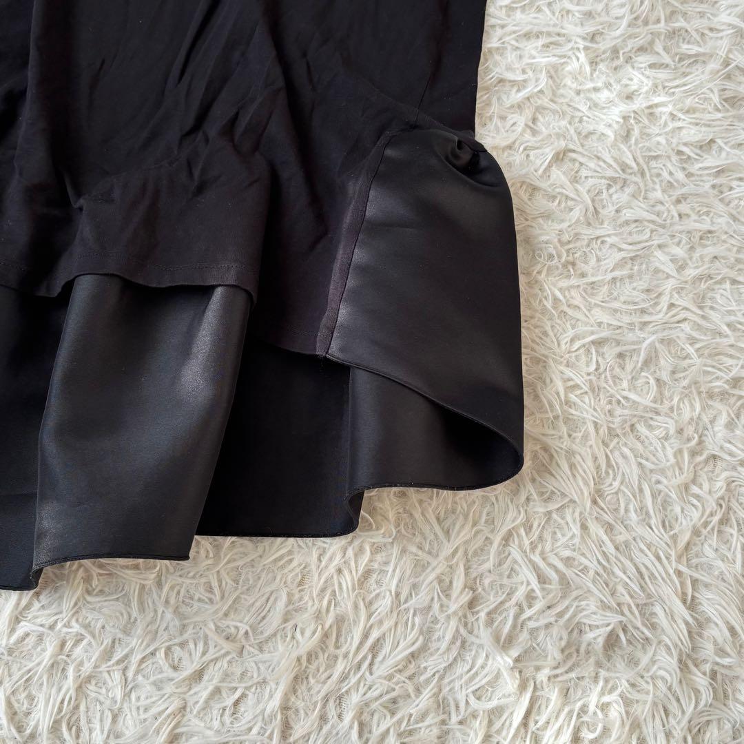 ヨーコチャン ペプラムフリル付きハーフスリーブTシャツ 40 L ブラック