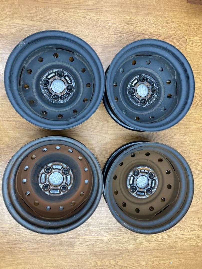 【送料込み】スズキ・アルト 純正スチールホイール4枚セット（キャップ付き）