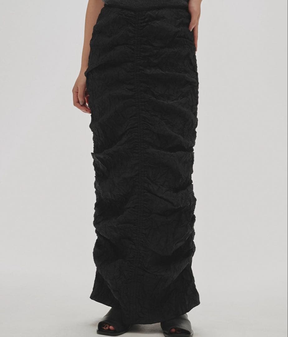 【美品】Chambray Gather Skirt 36 BK