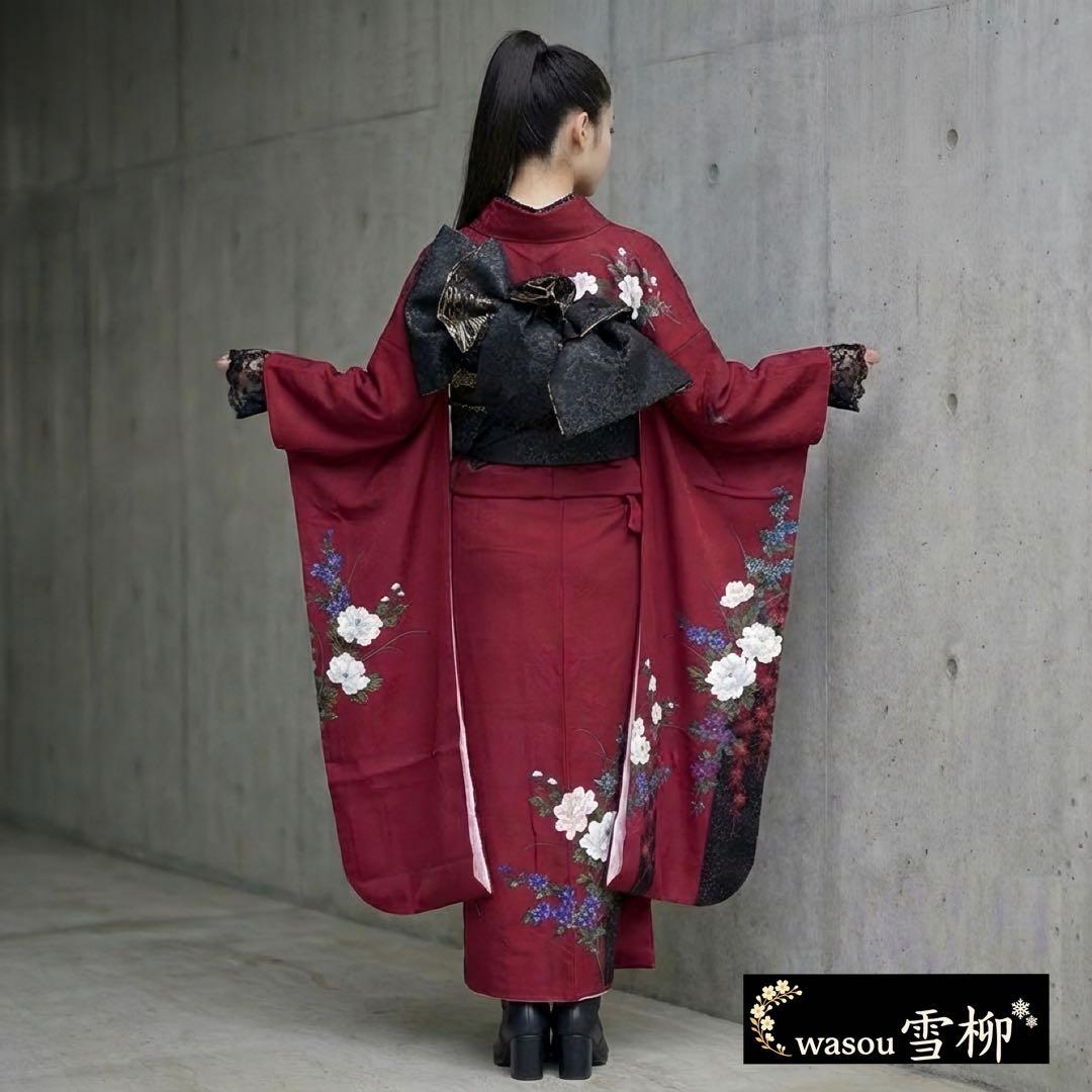 【極上モード×クールビューティー】深紅×黒♡振袖フルセット 成人式前撮り